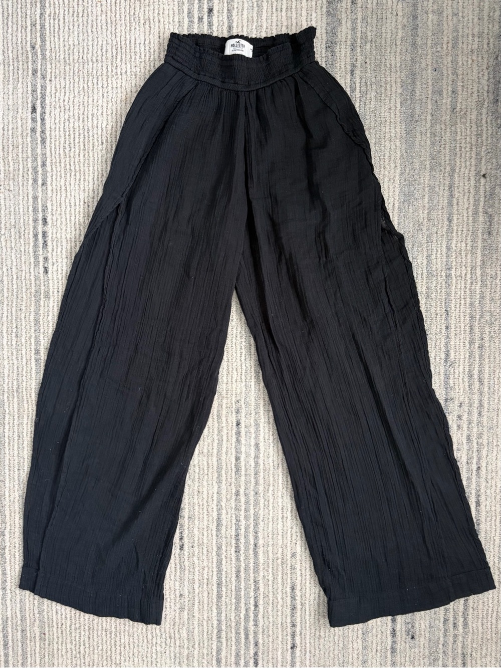 Hollister Black Ultra High-Rise Wide Leg Cover Up Pants With Slits Size XS
